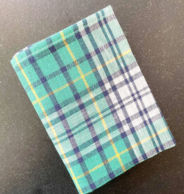 Fog Linen Green Plaid Kitchen Towel