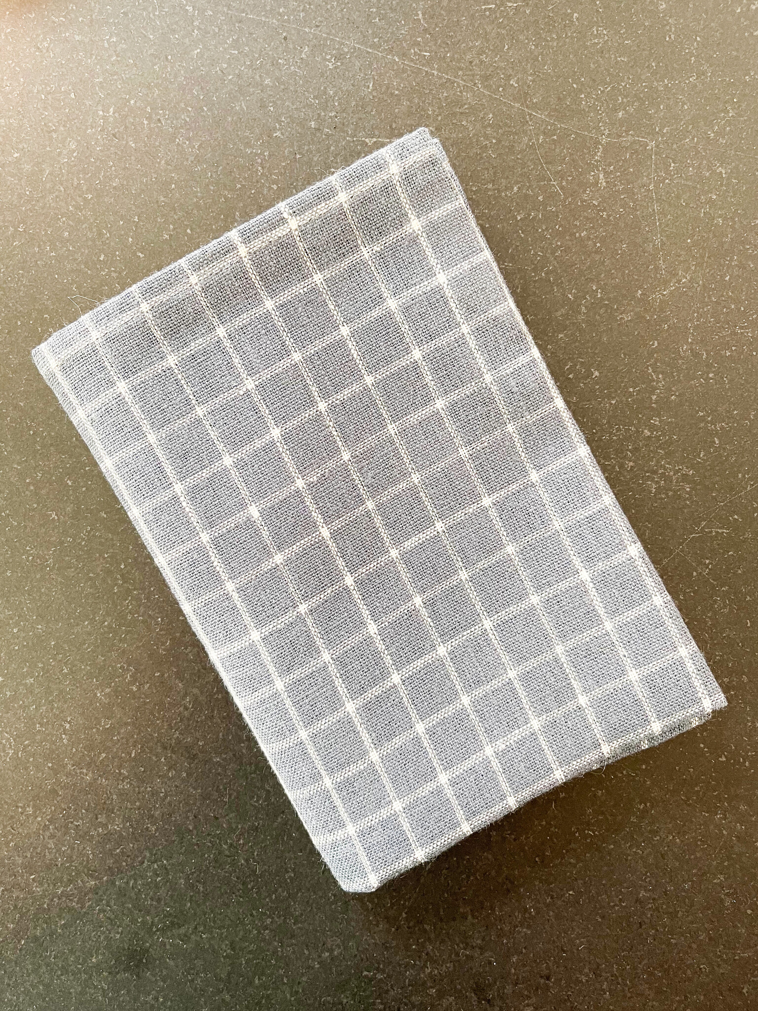Grid linen towel sale