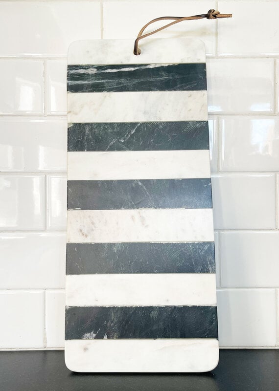 Black & White Horizontal Stripe Marble Board