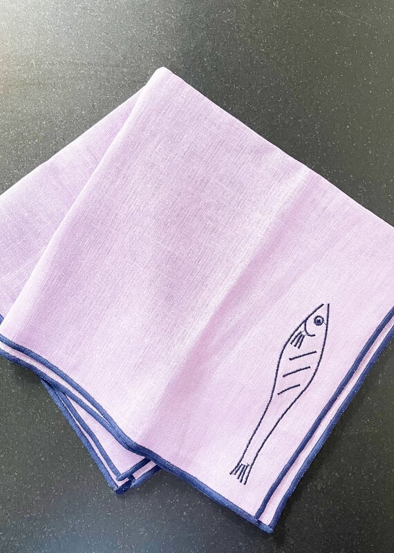 maegan Maegan Lilac Linen Fish Napkin Pair