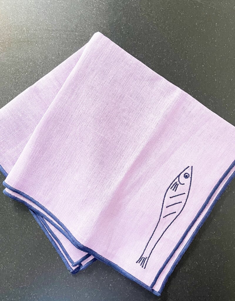 maegan Maegan Lilac Linen Fish Napkin Pair