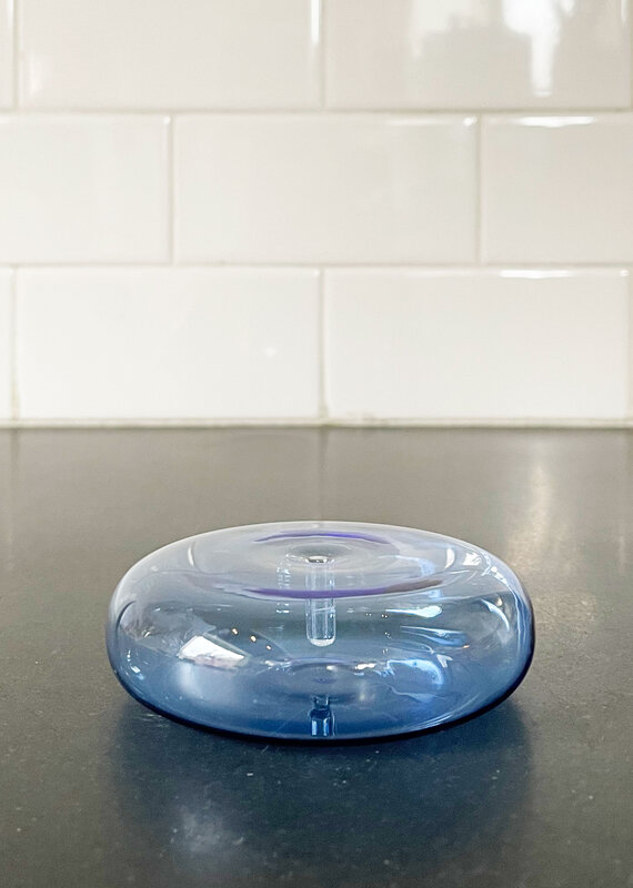 maegan Maegan Dimple Blue Glass Incense Holder