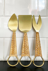 Gauri Kohli Helsinki Gold and Braided Rattan Cheese Knife
