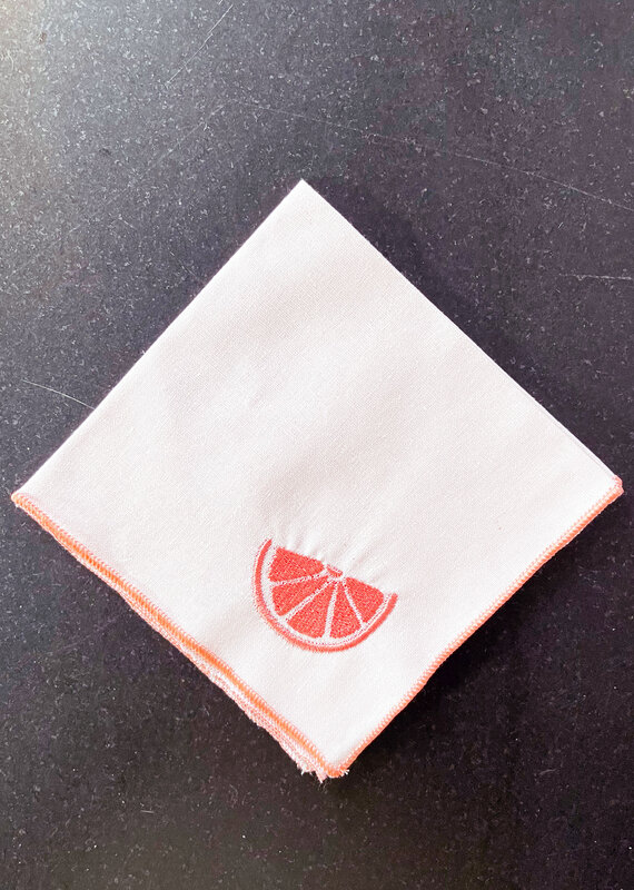 Grapefruit Embroidered Cocktail Napkin