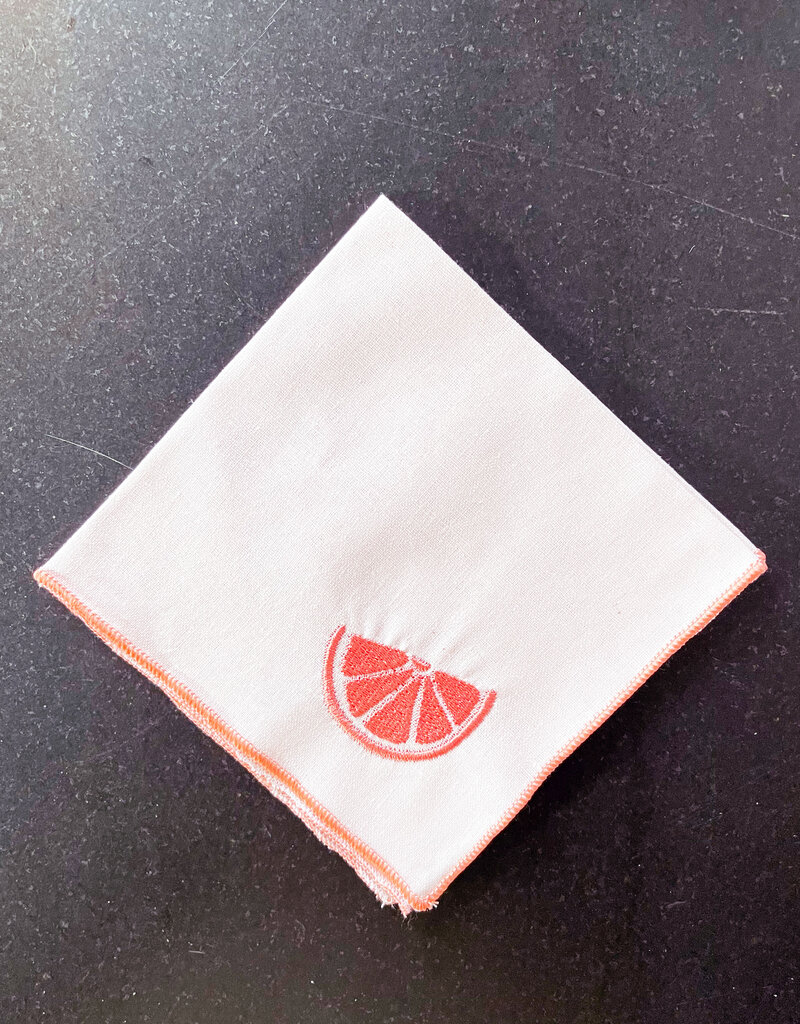 Grapefruit Embroidered Cocktail Napkin