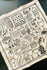 Julie's Peach Picnic Scene Tea Towel