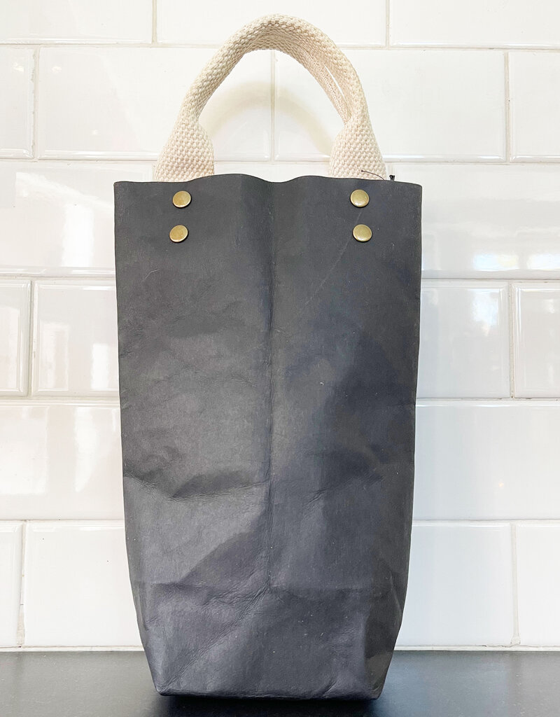 Washable Paper Wine Tote  - Black