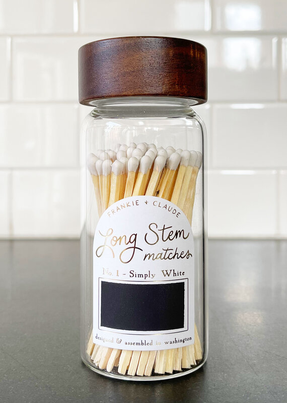 Frankie & Claude Match Jar with Birch Lid - White