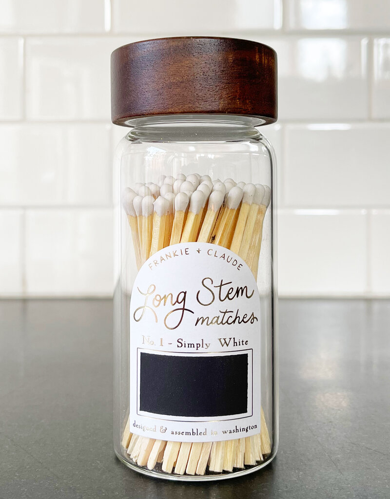 Frankie & Claude Match Jar with Birch Lid - White