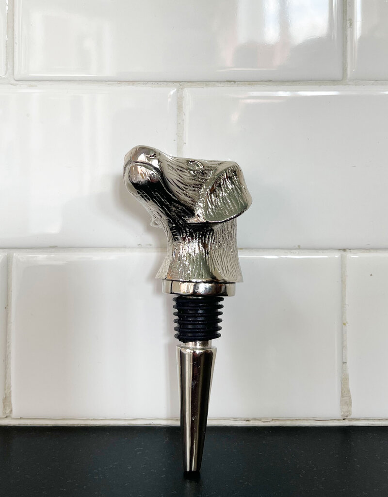 Nickel Finish Dog  Bottle Stopper