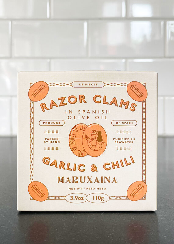 Don Gastronon Maruxaina Razor Clams in Spanish Olive Oil with Garlic & Chili