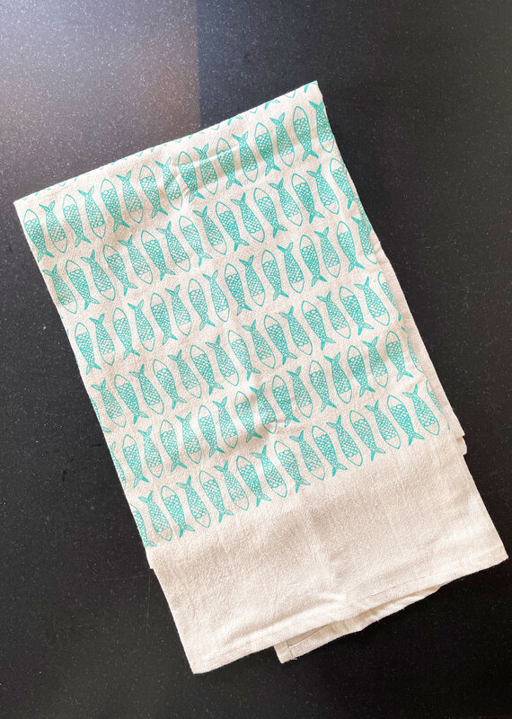The High Fiber Turquoise Fish Tea Towel