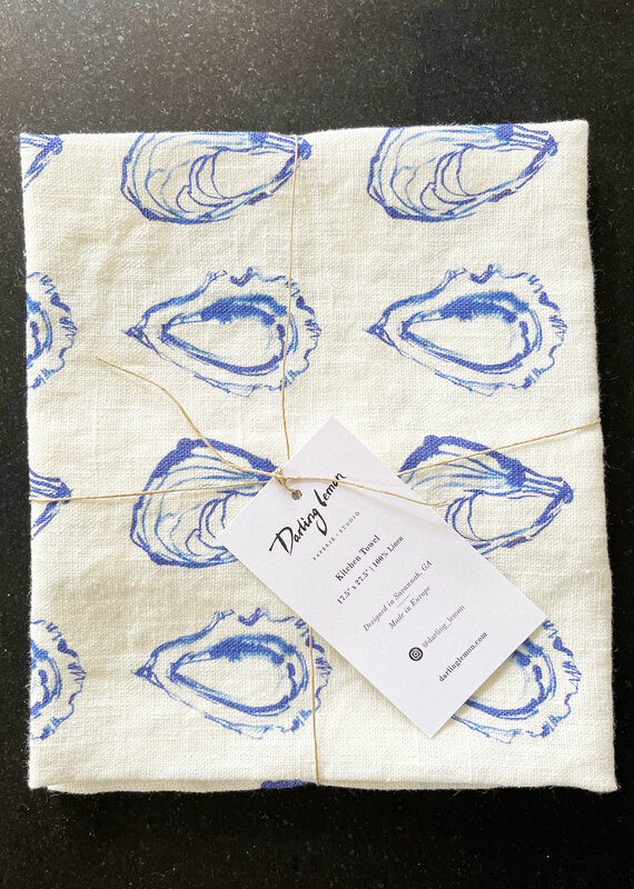 Darlng Lemon Oysters Linen Kitchen Towel
