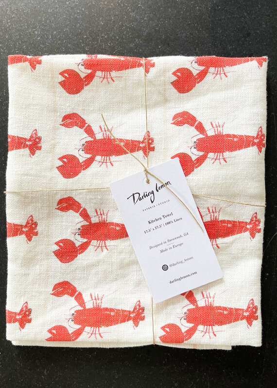 Darlng Lemon Lobsters Linen Kitchen Towel