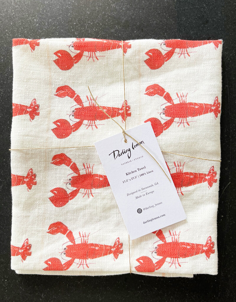 Darlng Lemon Lobsters Linen Kitchen Towel