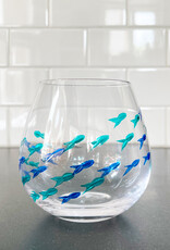 Abbott Blue + Green Fish Stemless Wine Glass