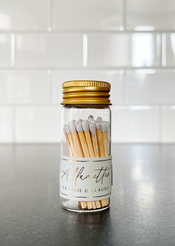 Frankie & Claude Mini Glass Match Jar - Light Gray