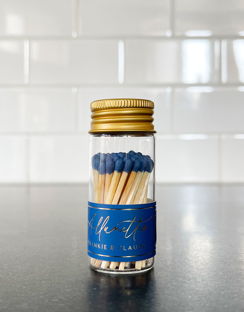 Frankie & Claude Mini Glass Match Jar - Navy Blue