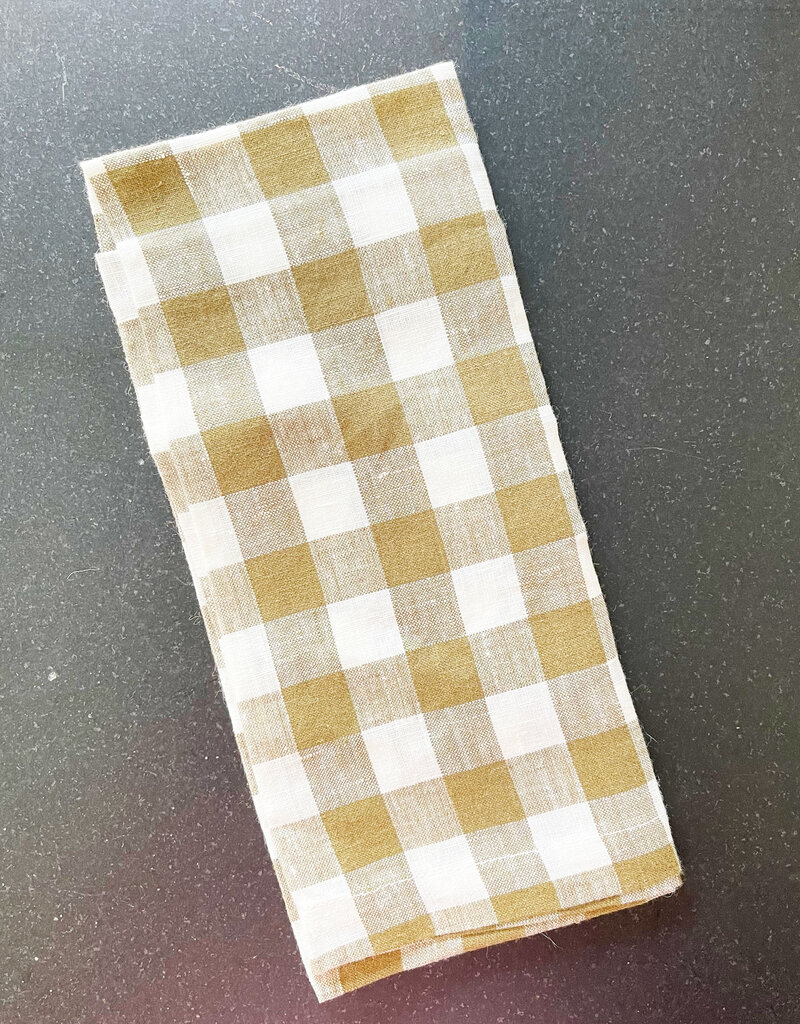 Mama & Tochter Mama & Tochter French Linen Tea Towel - Olive Green Gingham