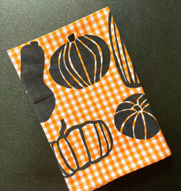 Julie's Peach Julie Peach Gourds on Orange Gingham Tea Towel
