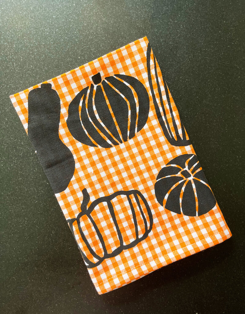 Julie's Peach Julie Peach Gourds on Orange Gingham Tea Towel