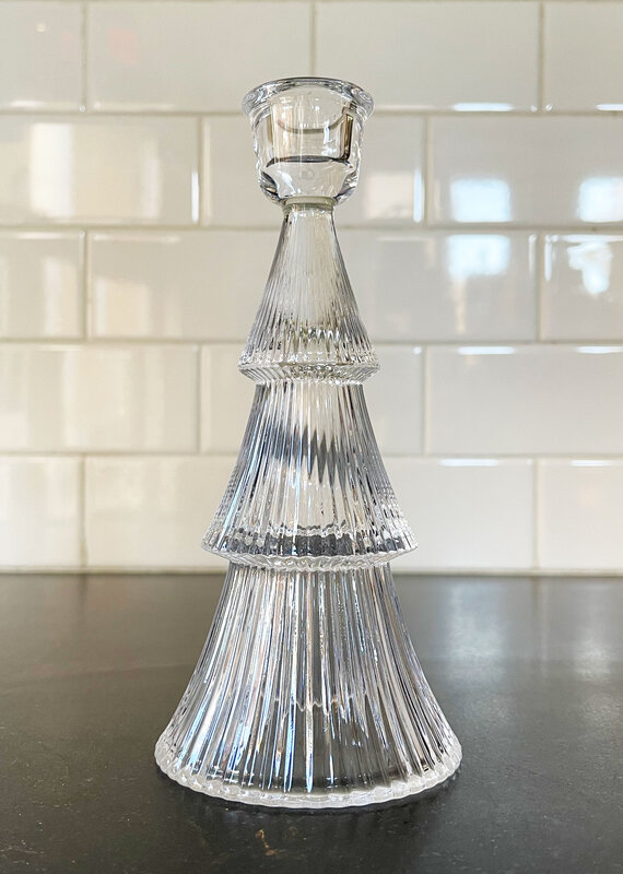tag Glass Christmas Tree Taper Holder