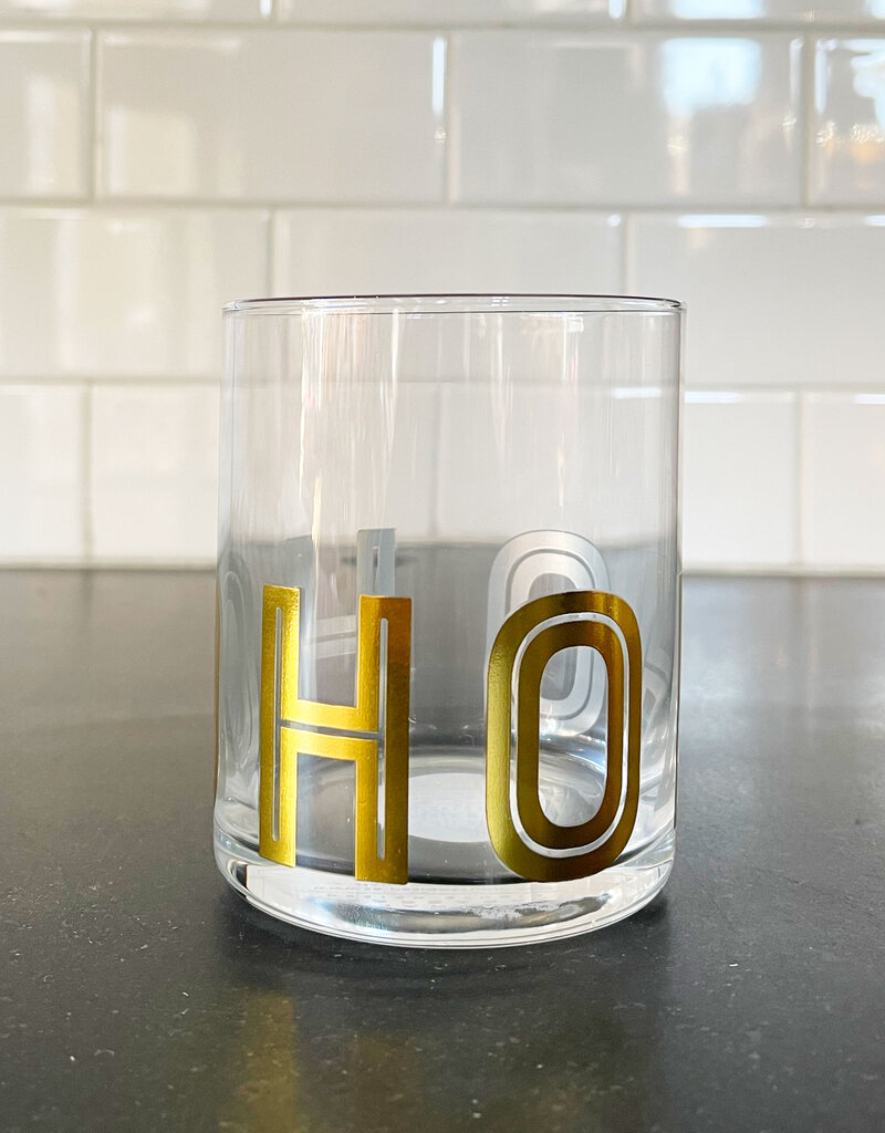 Hohoho Rocks Glass - Gold Lettering
