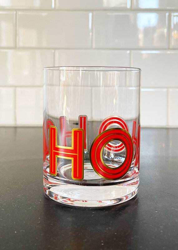 Hohoho Rocks Glass - Red Lettering