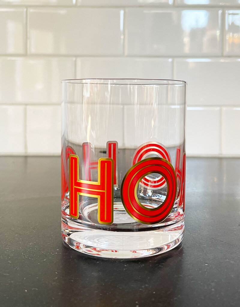 Hohoho Rocks Glass - Red Lettering