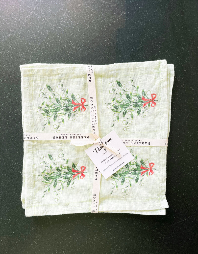 Darlng Lemon Darling Lemon Mistletoe Cocktail Napkin Set