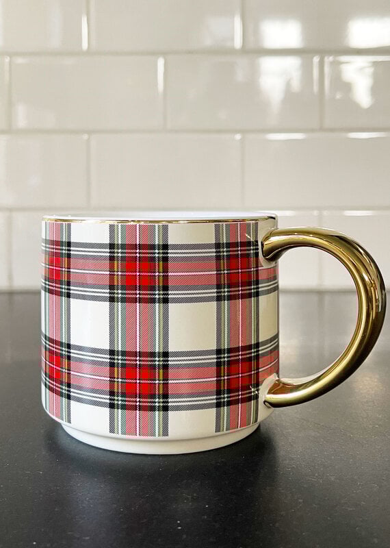 Sweet Water Decor Sweet Water Decor White Plaid Mug