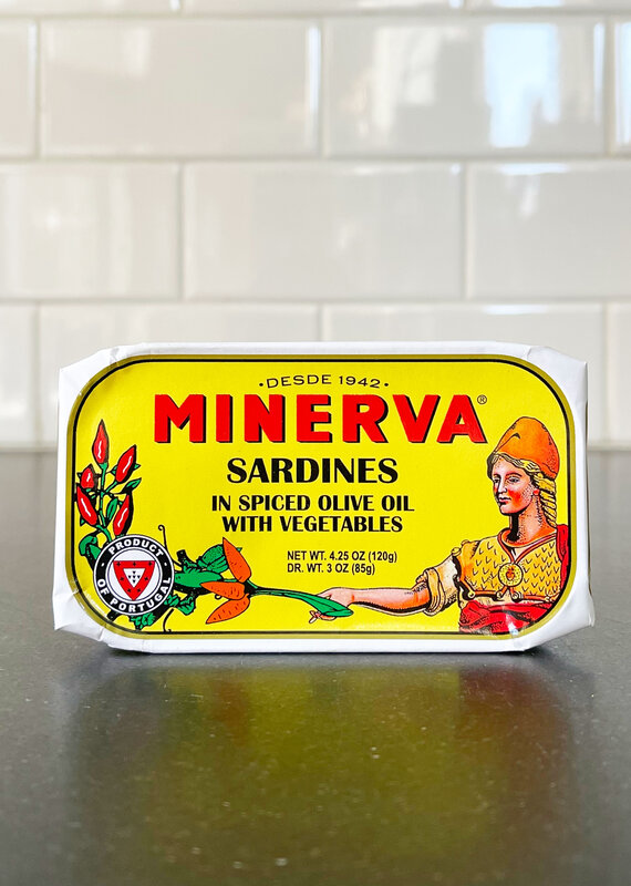 International Loft Minerva Sardines in Spiced Olive Oil with Pickles