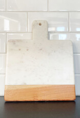 White Marble + Acacia Wood Square Handled Board