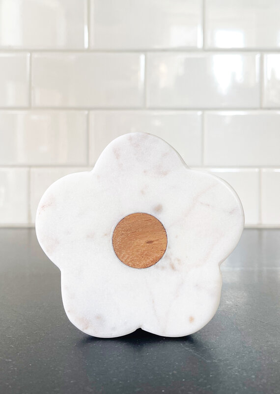 tag Marble & Wood Flower Coaster