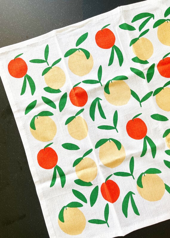 Julie's Peach Julie Peach White Peach Tea Towel