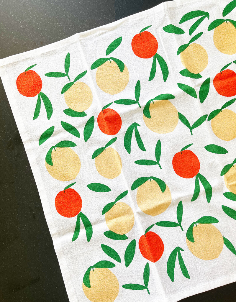 Julie's Peach Julie Peach White Peach Tea Towel