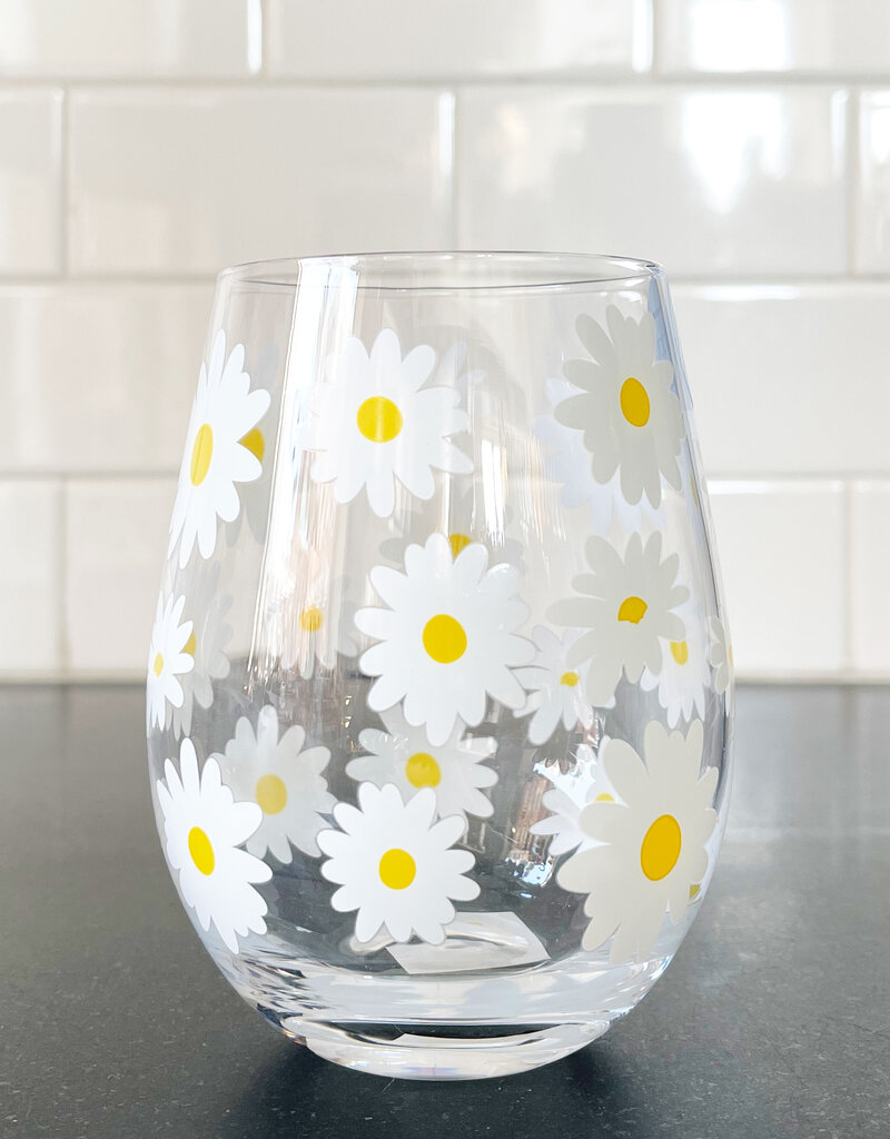 Abbott Daisies Stemless Wine Glass