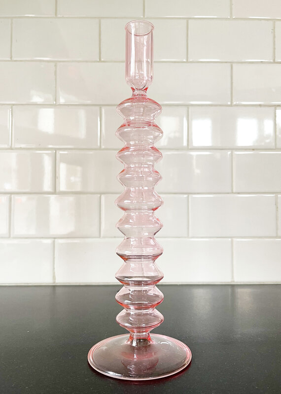 maegan Rose Quartz Glass Taper Candle Holder