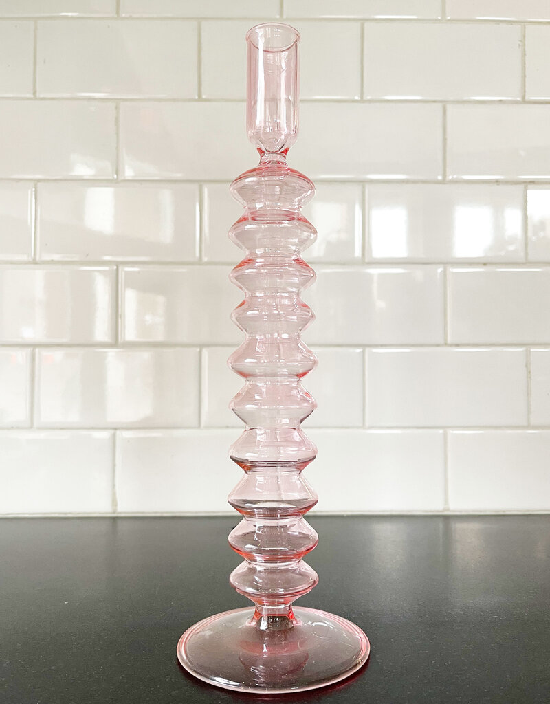 maegan Rose Quartz Glass Taper Candle Holder
