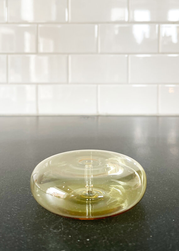 maegan Maegan Dimple Yellow Glass Incense Holder