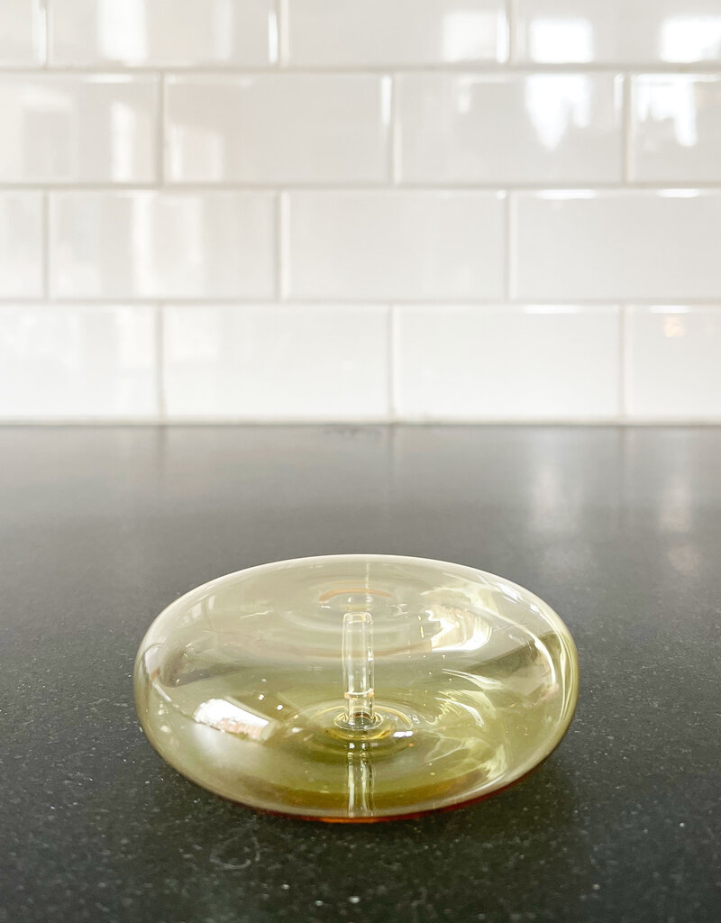 maegan Maegan Dimple Yellow Glass Incense Holder