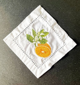 8 Oak Lane Orange Blossom Embroidered Cocktail Napkin