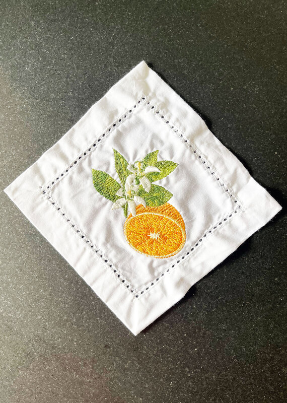 8 Oak Lane Orange Blossom Embroidered Cocktail Napkin