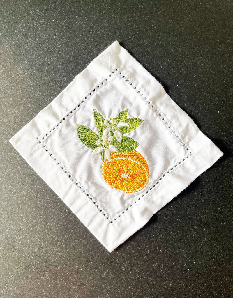 8 Oak Lane Orange Blossom Embroidered Cocktail Napkin