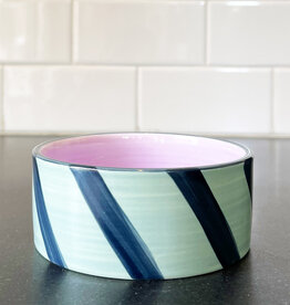 Here's How Izzy Wine Coaster - Blue + Green Stripe