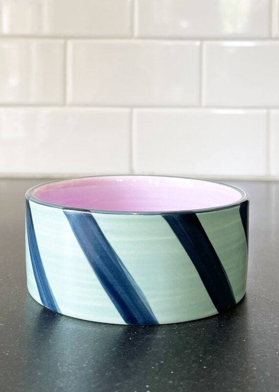 Here's How Izzy Wine Coaster - Blue + Green Stripe