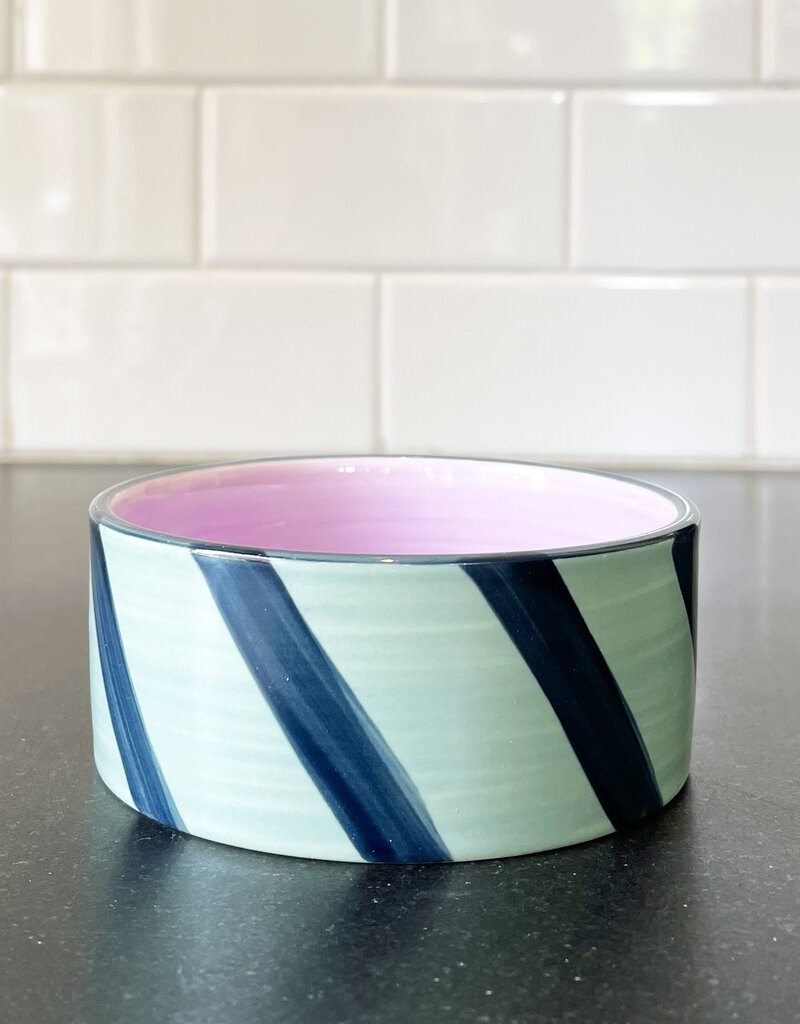 Here's How Izzy Wine Coaster - Blue + Green Stripe