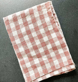 Natural Linen Chocolate Gingham Kitchen Towel