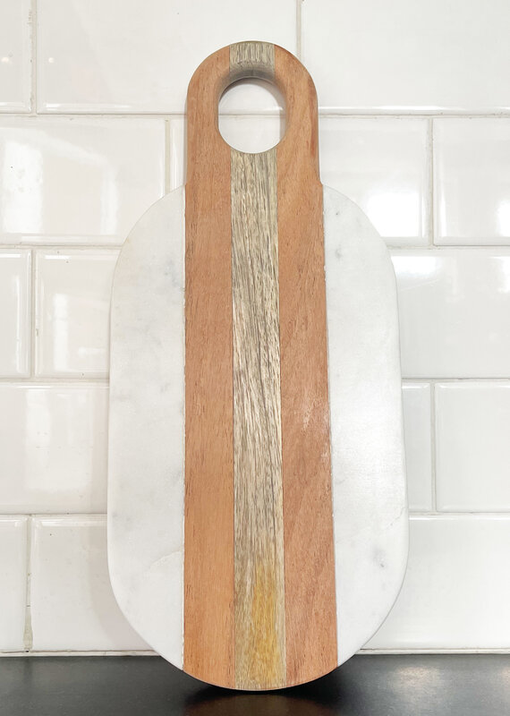 Moa Marble and Wood Oval Board