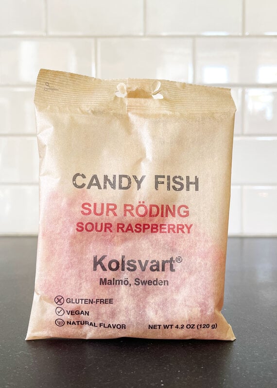 Kolsvart Sour Raspberry Candy Fish
